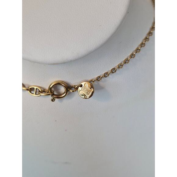 Celine Rare Vintage Triomphe Gold Charm Necklace - Picture 2 of 4